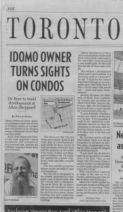 Idomo owner turns sights on condos; De Boer to build development at Allen-Sheppard